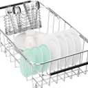Fanbsy Small Dish Drainer Rack in Sink Adjustable, Expandable Stainless Steel Metal Dish Drying Rack Organizer with Stainless Steel Utensil Holder Over Inside Sink Counter, Rustproof(for 1-2 People)