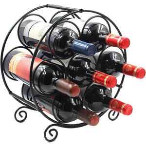 PAG 7 Bottles Freestanding Countertop Wine Rack, Metal Small Table Top Wine Rack, Drink Organizer Bottle Holder, Kitchen Organizers and Storage, Black