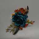 Serwalin 2 Pcs Wrist Corsage, 6-7 Inch Teal Orange Corsage for Wedding, Bridesmaid Mother Grandmother, Artificial Flowers for Prom Ceremony Anniversary