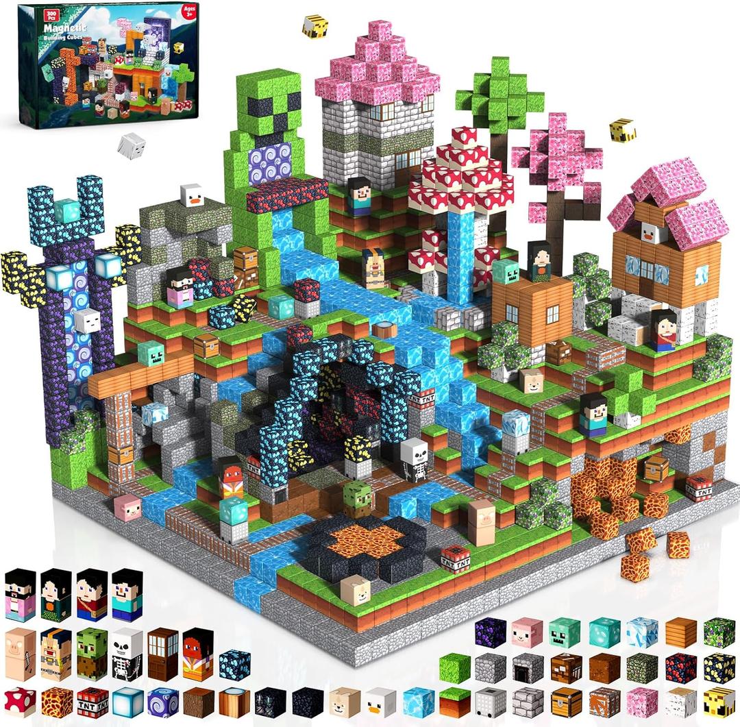 300PCS Magnetic Blocks - Magnetic Building Blocks Cubes Adventurer, Magnet Toys for Kids Age 3+, Toy Building Set for Kids, Magnets Stacking Construction Birthday Gifts for Boys Girls Age 4-8, 8-12