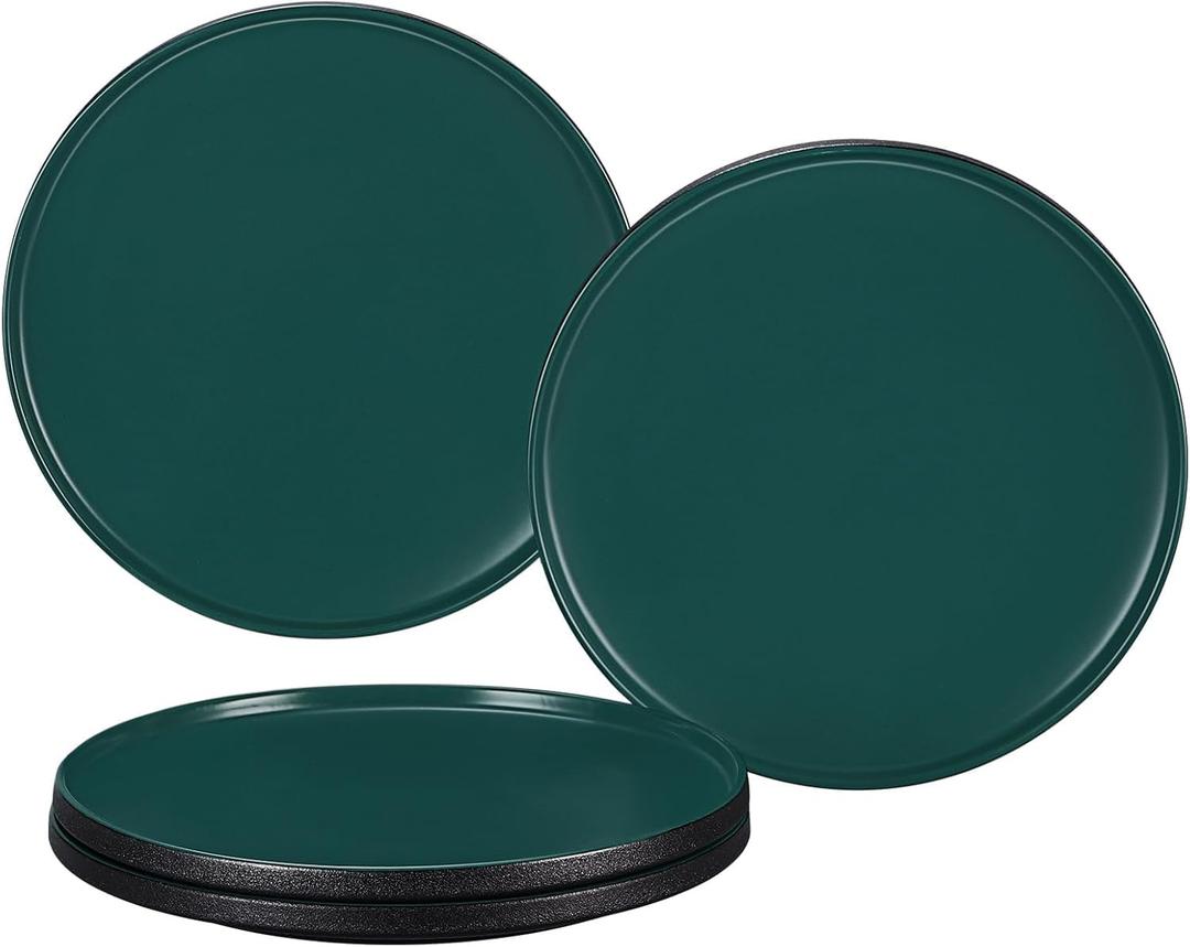 GZG Ceramic Dinner Plates Set of 4,10 Inch Stoneware plate Set,Microwave and Dishwasher Safe Kitchen Utensils,Stackable,Scratch Resistant (Dark Green)