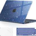 EooCoo Case Compatible with MacBook Air 13 inch M4 2025 2024-2022 Release M3 M2 A3240 A3113 A2681, Glitter Hard Shell&Keyboard Skin Cover&Screen Protector for Mac Air 13.6 inch Case, Sparkly Midnight
