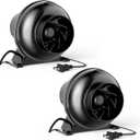 InfiniPower 4 Inch 195 CFM Inline Duct Ventilation Fan, Exhaust HVAC Vent Blower for Hydroponics Grow Tent, Greenhouses, Attic, 2 Pack, Black