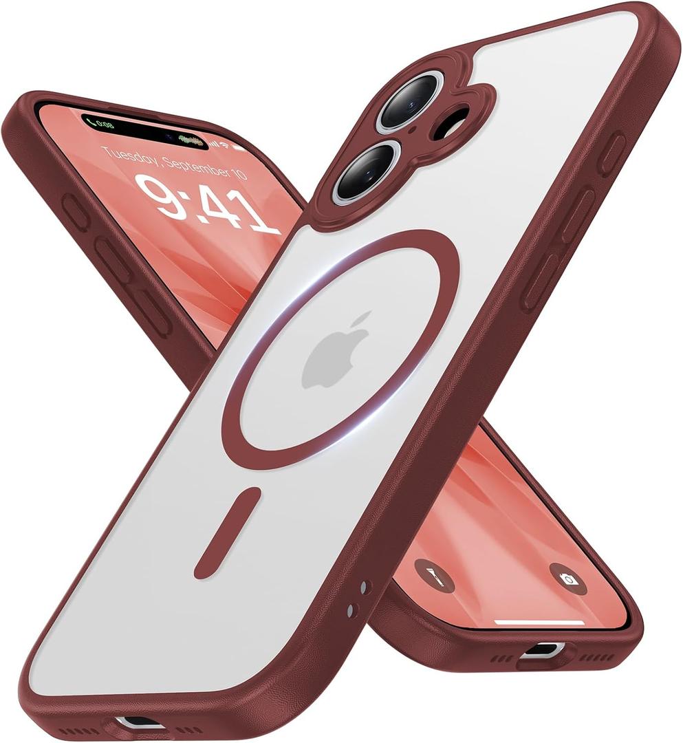 Faiono Magnetic for iPhone 17 Case [Full Camera Protection][Military-Grade Protection][Compatible with MagSafe] Shockproof Protective Slim Phone Case for iPhone 17, Claret