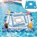Thenshop Floating Mahjong Table for Pool Floating Game Table for Poker Cards Dominoes Summer Water Game Tray for Hot Tub Lake Beach Party 30 x 30 Inch(Palm Leaves), 75 x 75 cm