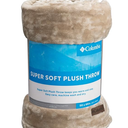 Columbia Super Soft Plush Throw - Warm and Cozy 100% Polyester Fleece Blanket - Measures 50" x 60" - Beige