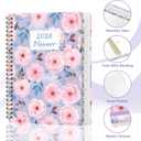 2026 Planner, Weekly and Monthly Calendar Planner , Jan 2026 - Dec 2026, Hardcover Calendar Planner with Tabs, Spiral Bound, Inner Pocket, Agenda Notebook for Office School Supplies, 6.2" x 8.5" - Pink Blossoms