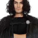 ALLAURA  Jon Snow Wig Northern Snow King Wig + Shield Jon Snow Pin  Bruno Short Black Curly Cosplay Wigs For Men Halloween Cosplay Halloween Costume