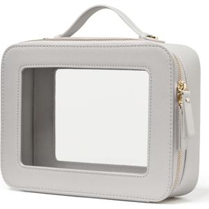 Popvibe Clear Makeup Bag Travel Cosmetic Case Transparent Toiletry Bag with Zipper, Portable Make Up Organizer Traveling Compact Car Bag for Essentials