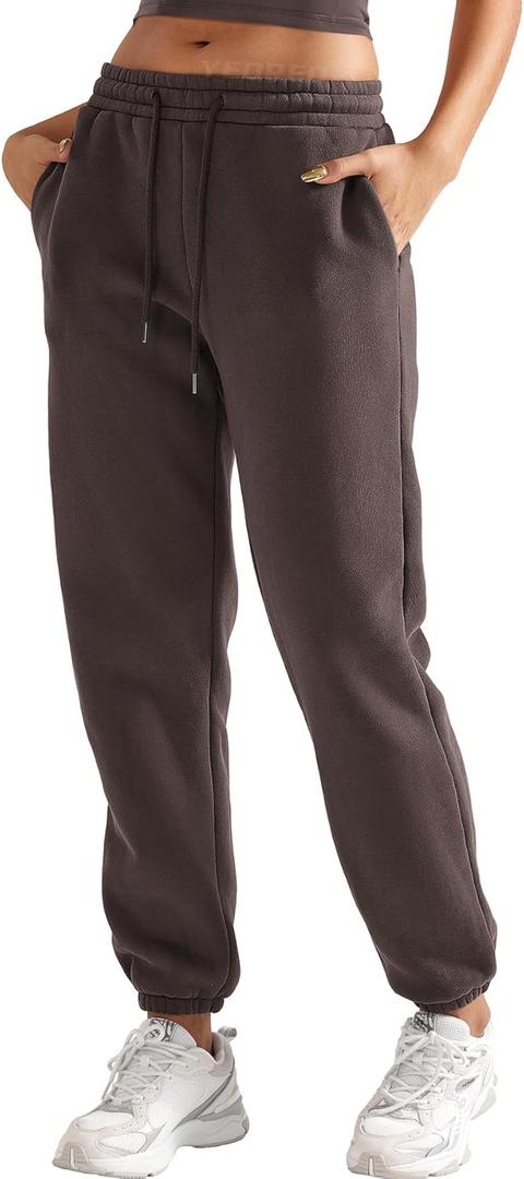 YEOREO Women's Fleece Jogger Cargo Sweatpants Marceline Oversize Drawstring Baggy Cinch Bottom with Pockets (Black, L)