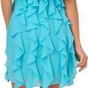Adrianna Evening Women's Poly Chiffon Mini Dress, Azure Blue, 16