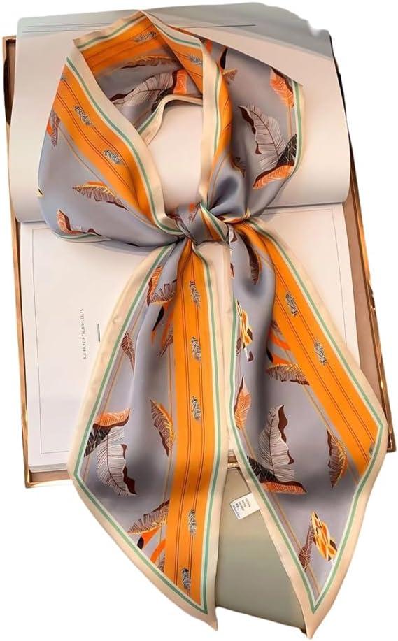 Elegant Floral Print Scarf Stylish Lightweight Chiffon Neck Kerchief for Women Versatile Fashion Accessory Gift, 6.41 x 4.76 x 0.51 in