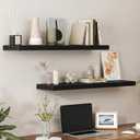 Heimlove Floating Shelves for Wall 36 Inches Long,9.3" Deep Black Floating Shelf Set of 2,Wall Mounted Shelves for Bathroom Bedroom Living Room Kitchen Office,Shelf for Books Storage,Home Decor