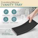 Silicone Countertop Tray  Large 11.8 Bathroom Vanity Organizer for Soap Dispenser, Lotion Bottles, Perfume, Candles, Keys  Shatterproof Sink Tray (Single - Large (11.8" x 5" x 0.7"), Black)