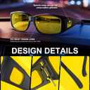 Night Vision Glasses, Fit Over Glasses Mens Womens, Wrap Around Anti Glare HD Night Vision Lens for Night Driving