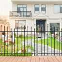 FOREHOGAR Metal Garden Fence with Gate 32 in H x 12 ft L, 1 Gate + 5 Panels Border Dog Fence Panels Animal Barrier, No Dig Garden Fencing for Yard Patio Flower Bed Lawn Outdoor, Arch Black