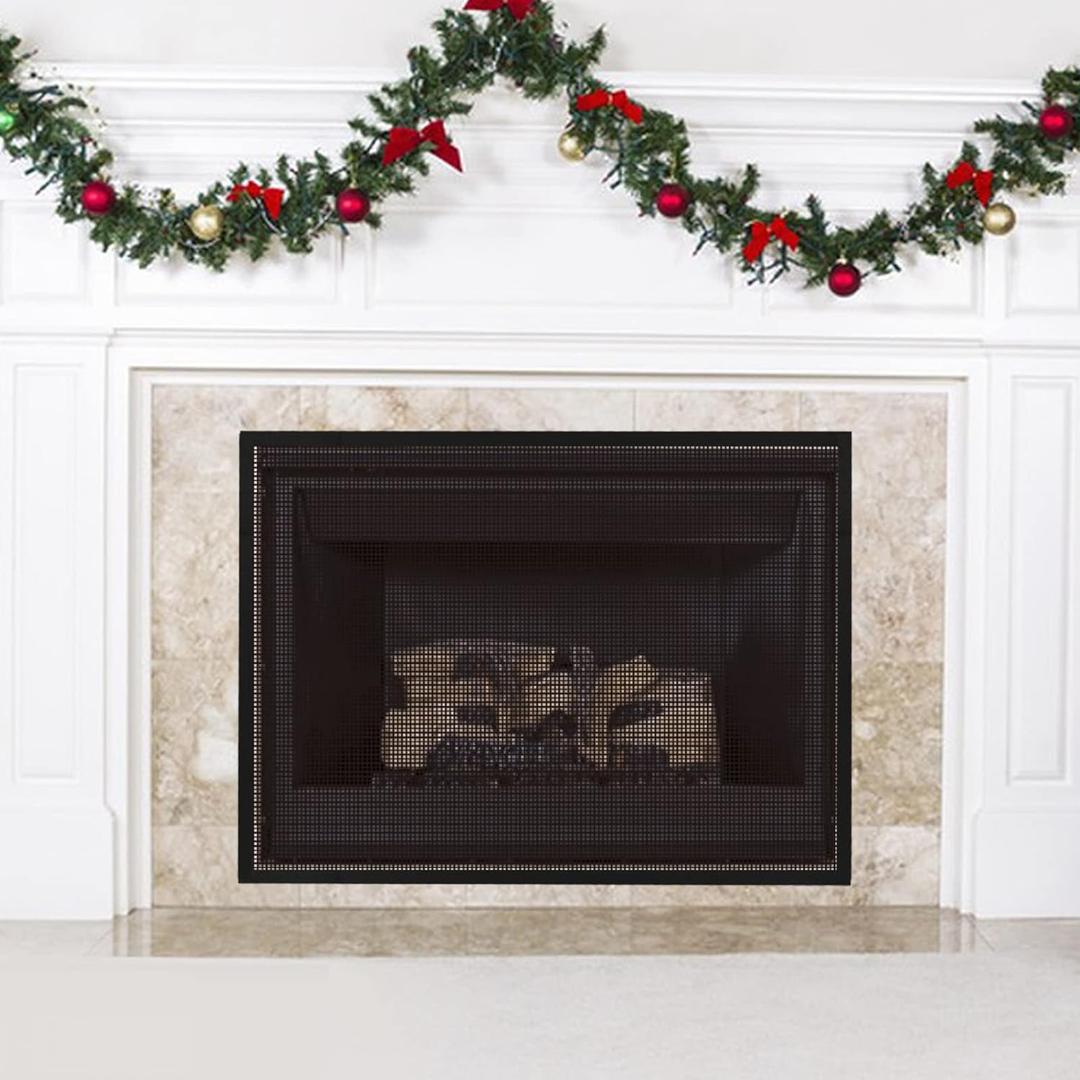 Fireplace Screen Safe Mesh Gate Mesh Screen Child Proof Existing Fireplace Barrier Guard Net Adhesive Cover Fire Place Doors for The Living Room Indoor Toddler Baby Pets 39 * 32inch