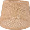 Rattan Woven Lampshade Retro Hand Crafted Lamp Shade for Table Lamp, Pendant, E27 E14 Holders, 6.5x8.7x6.1 inches