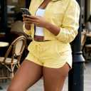 Adogirl Women Tracksuits 2 Piece Set Long Sleeve Zip Up Cropped Jacket and Lounge Athletic Jogger Shorts Outfits SweatSuits XL