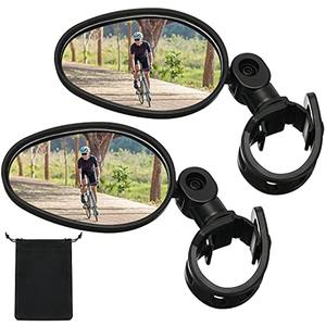 Hestya 2 Pcs Bike Mirror 360 Degree Adjustable Safe Rotatable Handlebar Mirror Bicycle Accessories Shockproof Acrylic Convex for Mountain Road Bike