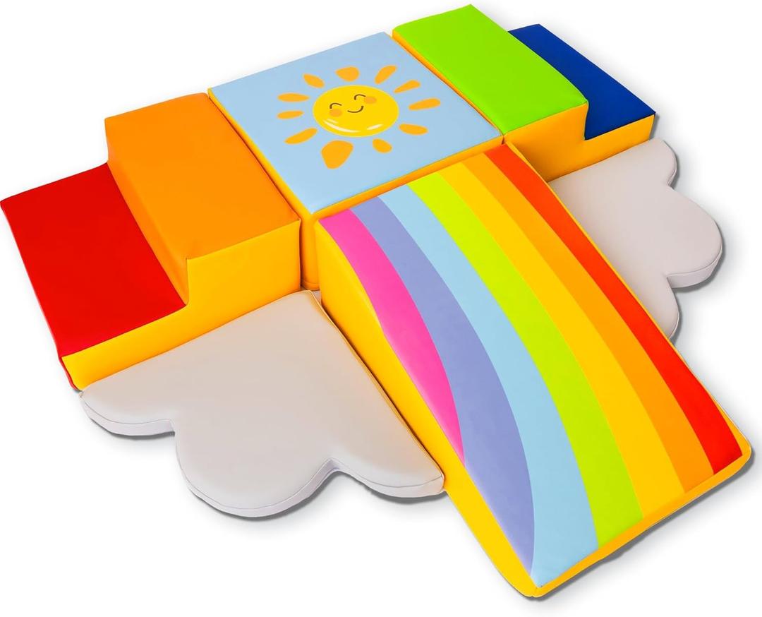 Foam Climbing Blocks 6-Piece Set - Indoor Climbing Toys for Toddlers Ages 1 to 4 Years - Soft Play Equipment that Builds Motor Skills and Balance