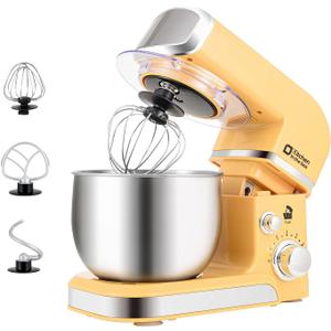 Kitchen in the box Stand Mixer,3.2Qt Small Electric Food Mixer,6 Speeds Portable Lightweight Kitchen Mixer for Daily Use with Egg Whisk,Dough Hook,Flat Beater (Yellow)