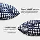JELLYMONI Pack of 2 Decorative Plaid Linen Throw Pillow Covers Farmhouse Christmas Pillowcovers Rustic Woven Textured Boho Pillowcase for Sofa Couch Bed (Blue, 18x18in)