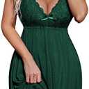 Avidlove Women Nightgown Sexy Sleepwear Lace Chemise V-neck Modal Babydoll Lounge Dress, L