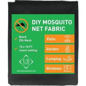 Black DIY Mosquito Net Fabric | 10x10 FT Netting | Insect Cover for Garden, Patio, Outdoor & Windows | Multiple Sizes in Black, White & Green | Raised Bed Screen Mesh Barrier