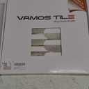 Vamos Peel and Stick Backsplash Seamless Tile for Kitchen and Bathroom,White and Beige Slate PVC Mixed Light Gold Self Adhesive Fish Scale Metal Mosaic Tiles (10 Sheets)