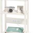 3-Tier Small Narrow Wood Side Table with Charging Station, Skinny Nightstand for Small Space, Slim Bedside Table with Storage for Couch, Thin End Table with USB Ports and Outlets, Grey White (1 Pack)