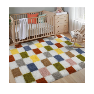 PureCozy Checkered Rug 4x6 for Living Room, Colorful Modern Shag Rug Super Soft Washable Fluffy Rugs Indoor Fuzzy Carpet for Bedroom Home Dorm Aesthetic Decor