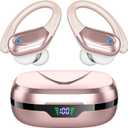 Wireless Earbuds Bluetooth Headphones 80hrs Playback Ear Buds Power Display with Noise Canceling Mic Headsets for Sports/Workout/Running Rose Gold
