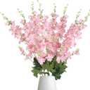 8PCS Pink Flowers 33.5'' Long Stem Artificial Delphinium Flowers Fake Larkspur Flowers for Home Wedding Garden Table Centerpieces Decor(Gradient Pink)