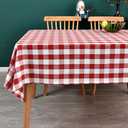 Gingham Tablecloth Rectangle Table Cloth Heavy Duty Cotton Checkered Table Cover for Spring Picnic Kitchen Dining(C-Red, 52x120 inch)