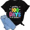 100 Days of School Shirt for Women Happy 100th Days School Teacher Graphic 100 Days Tshirt Tee Tops M