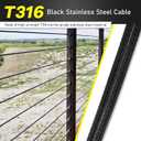 550FT 1/8" Black Stainless Steel Cable,T316 Wire Rope Cable for Deck Cable Railing Kit, Black Stainless Steel Cable Railing with Cutter, 7x7 Strands Construction Braided Stainless Wire with Cutter