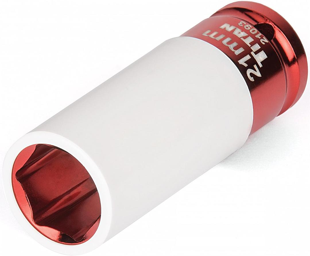Titan 21093 1/2-Inch Drive x 21mm Non-marring Impact Deep Lug Nut Socket