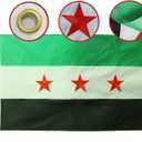 MIDLE Republic of Syria Flag 3x5 Ft Outdoor Large - Embroidered Three Red Stars Flags |Quadruple Stitched Fly Ends| House Yard Decoration Free Syrian Arab Flag Army Banner