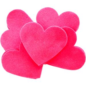 Playfully Ever After 3 Inch 28pc Felt Hearts (Neon Pink)