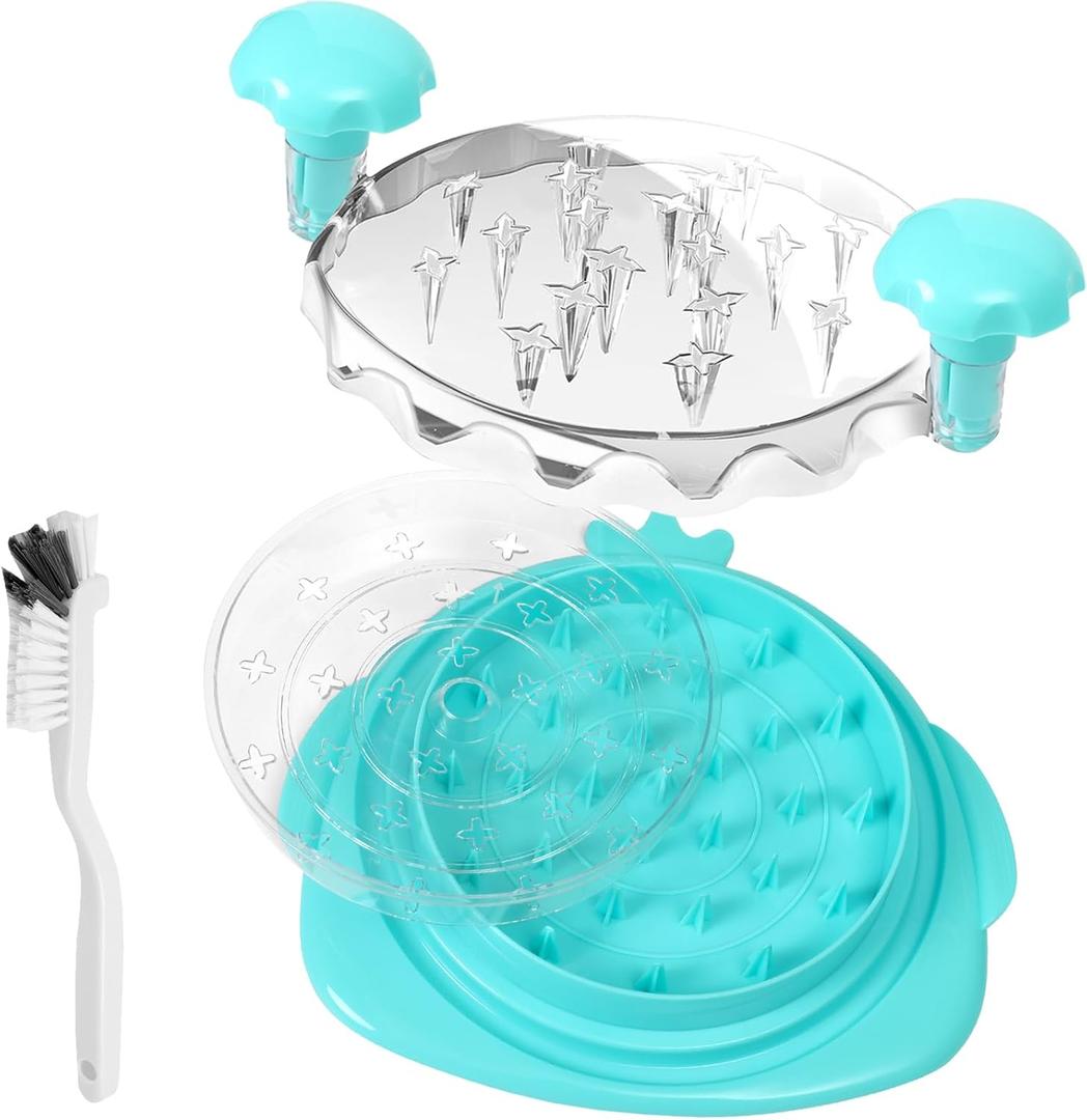 Chicken Shaped Chicken Shredder with Separate Plate -11 Inches Large Meat Shredder Tool Twist with Cleaning Brush, Visible Shredded Chicken Tool, Ergonomic Handle, Dishwasher Safe, Transparent Blue