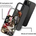 Compatible with iPhone 12 Pro Max Case - Dual-Layer Protection, Hard Shell with Silicone Interior,Slim Scratch Resistant Shockproof for Woman Men - Leopard Print Retro Collage