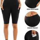 WHOUARE 4 Pack Biker Yoga Shorts with Pockets for Women,High Waisted Athletic Running Workout Gym Shorts Tummy Control (Black, XXXL)