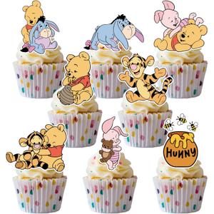 48CS Cute Bear Cupcake Toppers For Birthday Party Cupcake Decorations Baby Shower Supplies