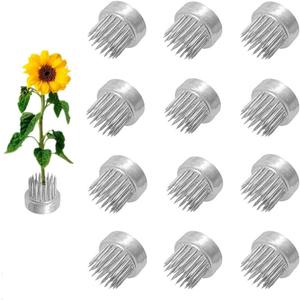 12Pcs Flower Frog 23mm/0.9inch Mini Floral Frog Japanese Ikebana Kenzan Table Numbers Holder Cut Flower Floral Arranger Stainless Steel Pin for Small Ikebana Vase