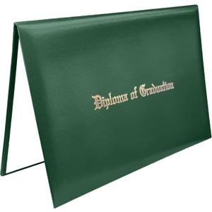 Happy Secret Imprinted Diploma Holder for 8.5"x11" Certificate - Graduation Cover with Smooth Leather, Forest Green, 1 Pack