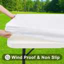 Smiry Rectangle Tablecloth, Elastic Fitted Flannel Backed Vinyl Tablecloths for 5ft Folding Tables, Waterproof Wipeable Table Covers for Indoor, Outdoor, Picnic and Camping (White, 36"x60")