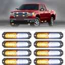 HLauto 1200T Emergency Strobe Grille Lights: 6pcs 12 LED Sync Feature Safety Warning Flashing Lights, Ultra Slim Surface Mount Hazard Caution Light for Trucks, Vehicles, Car, ATV, UTV (Amber White)