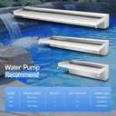 Pool Fountain Stainless Steel Pond Waterfall Spillway Kits for Indoor/Outdoor Decorative, 24 Inches Pool Water Feature for Garden Patio, Backyard Koi Pond Decor(No LED Light), Stainless Steel(no Light), 24"x8"x4"