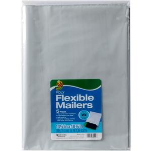Duck Brand Flexible Mailers, 14.25 x 18.75, White, 5 Pack (284529)